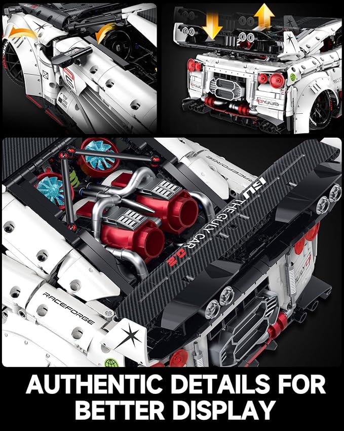 JTBBOY 1:8 Scale Race Car Building Set for Adults Model Kit for Adults to Build Collectible Car Building Kits Supercar with Authentic FeaturesDisplay Model for Home or Office(3939PCS)