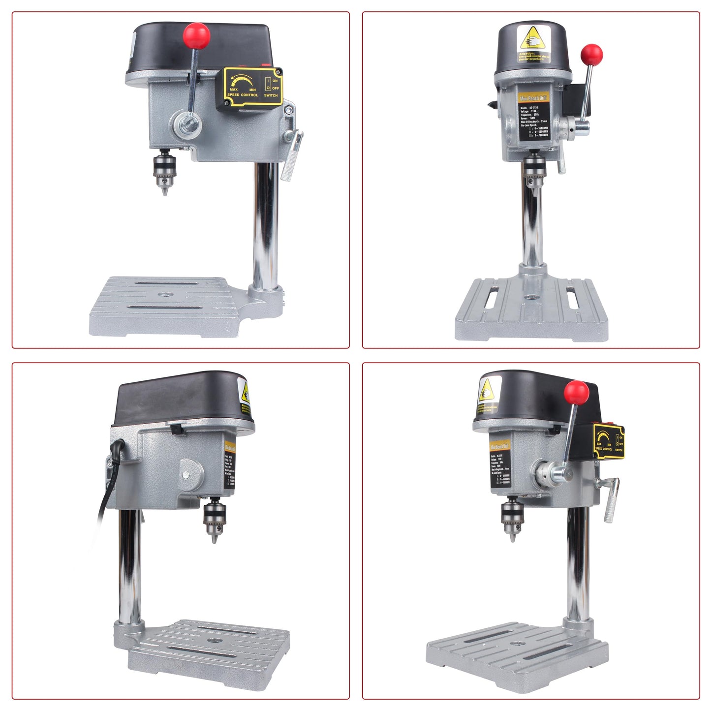 RATTMMOTOR Benchtop Drilling Machine 340W 110V 16000RPM Mini Bench Drill Press 25mm Stroke Drill Chuck 0.6-6.5mm Multi-Function Drilling Milling Machine