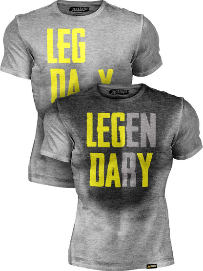 Actizio Men's Workout Shirt Cotton Fabric T-Shirt Short Sleeve Sweat Activated Motivational Exercise Gym Athletic Fit Moisture Wicking Fitness Shirt - Leg Day Legendary (Size XL)