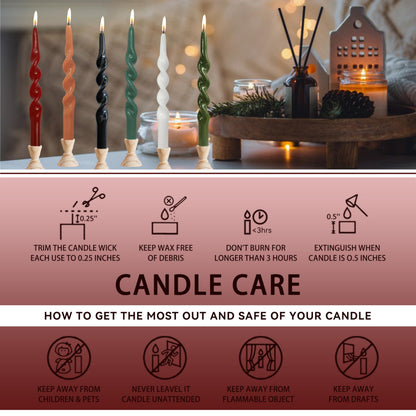 Christmas Spiral Candles Metallic Red Taper Candles -10 in Unscented Candlestick for Winter Gift Holiday Christmas Home Decoration Candles, 4 Pack