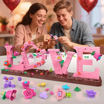 Flower Building Set for Love 791PCS DIY Romantic Floral Brick Kit Graduation Gift School Desk Decor Room Decoration Just Gift for Aged 6+ Kids Girls &amp Adults