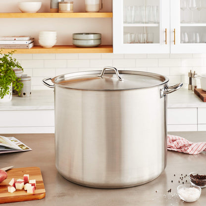 Winware Stainless Steel 80 Quart Stock Pot with Cover, Silver