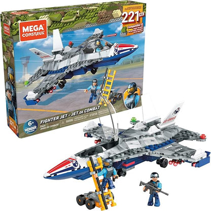 Mega Construx Fighter Jet Construction Set with character figures Building Toys for Kids (223 Pieces)