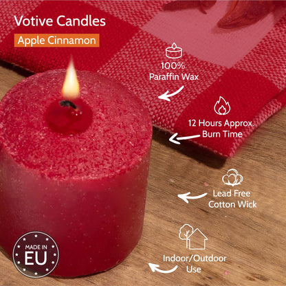 HYOOLA Scented Votive Candles - Apple Cinnamon Votive Candles -12 Hour Burn Time - 9 Pack - European Made