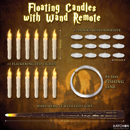 KatchOn, Halloween Decorations Set - Pack of 24 | Floating Candles with Wand Remote-12 Pcs & Halloween Centerpieces for Tables- Pack of 12 | Day of The Dead Centerpieces for Spooky Party Decor