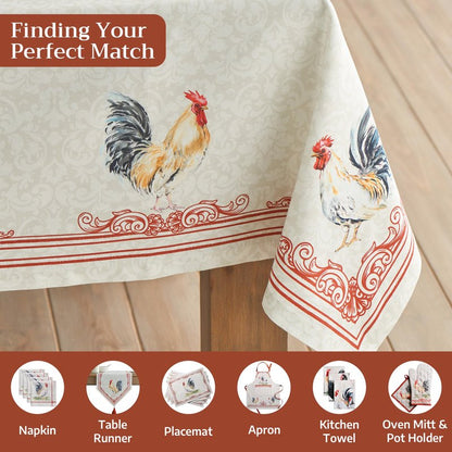 Maison d' Hermine Table Cloth Rectangle Table 100% Cotton 54 x 72 Inches Tablecloth Reusable Decorative for Dining Kitchen Room Farmhouse Home Gifts for Mothers Day Spring Summer - Campagne
