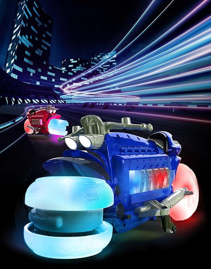 Mindscope Blue HoverCycle Radio Control Stunt Action Light Up LED Vehicle 49 MHz