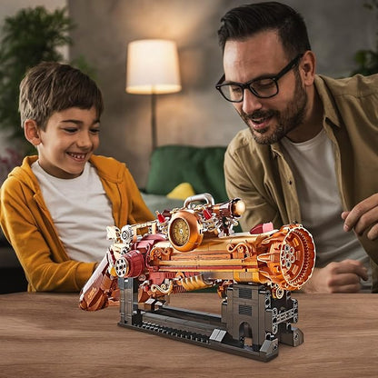Finger Rock Ideas Steampunk Mechanical Gun Weapon Building Blocks Set for Adults Gun Building Kit with a Base for Display 899 PCS Classic Toy Weapon Model Collection Gifts for Teens 14+
