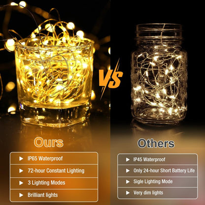 100 Pack Fairy Lights Battery Operated - 7ft 20 Led Twinkle Lights 3 Modes, Bulk Mini String Lights Waterproof for Mason Jars Vases DIY Party Wedding Decoration Christmas -Warm White