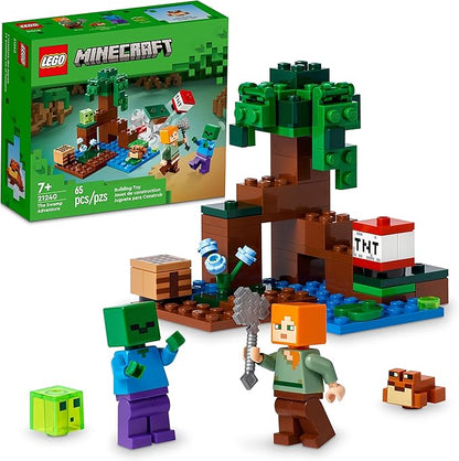 LEGO Minecraft The Swamp Adventure 21240 Building Game Construction Toy with Alex and Zombie Figures in Biome Birthday Gift Idea for Kids Ages 8+