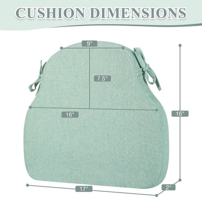 PRONOUS Light Green Winsor Chair Cushions with Ties, Dining Kitchen Chair Seat Pads Non Slip Removable Washable Cover 17"x16" Set of 2