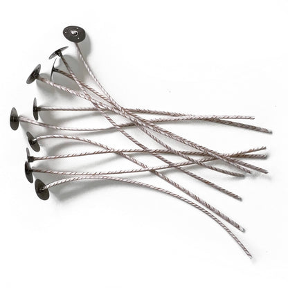 ECO 8 Wicks for Candle Making, 6 inch Pre-Waxed Wicks with Base 100pk White…