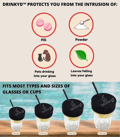 DRINKYD™ The Drink Cover for Alcohol Protection and Spiking Prevention - Washable & Reusable w/Keychain (1 Pack, Pink)