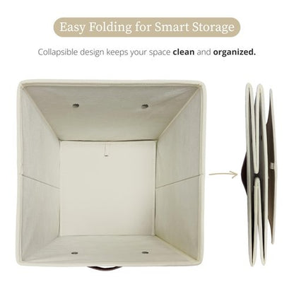 DECOMOMO Storage Cubes, 13x13x13 Storage Cube Bins with Labels, Fabric Organizer Bins (13" / 6pcs, Beige)