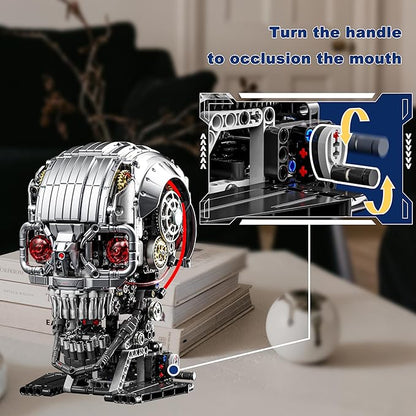 Mechanical Skull Building Set for Adults Mechanical Skeleton Head Building Blocks Set Compatible with Lego Buildable Horror Display Model Home and Office Decor Gift for Adults Teens 14+ (1099 PCS)