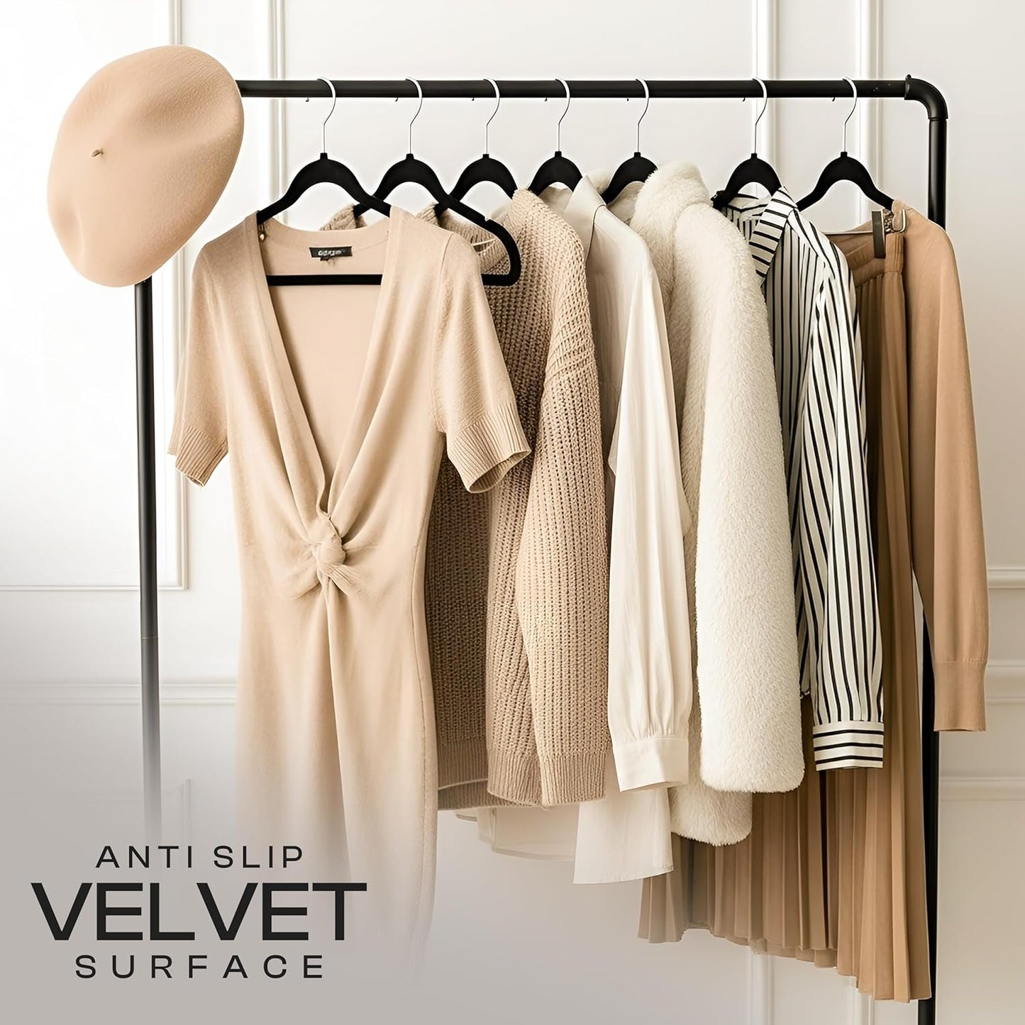 Utopia Home Velvet Hangers - Luxury Non-Slip Slim Coat & Pant Hangers, 30 Pack, Black