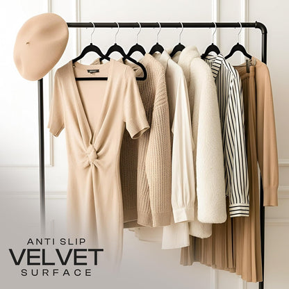 Utopia Home Velvet Hangers - Luxury Non-Slip Slim Coat & Pant Hangers, 50 Pack, 360° Swivel Hook - Black