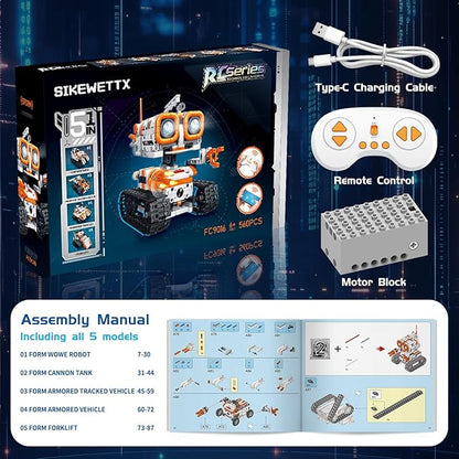 5 in 1 STEM Robotics Building Kit 560 PCS APP/Remote Control Robot Toy Building Block Sets Compatible with Lego Robot Control &amp Programming Coding Robotic Toys Birthday Great Gifts for Boys 8-1