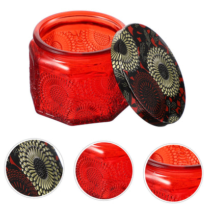 jojofuny 14pcs Glass Candle Containers Lids Embossed Jar Lids for Modern Decor Reusable Storage Can for Candle Making for DIY Gifts