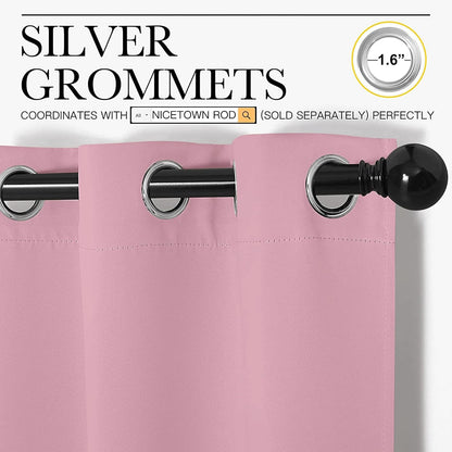 NICETOWN Blackout Curtain Panels - Thermal Insulated Grommet Drapes for Basement | Crystal Pink, 34x54" (1 Pair)