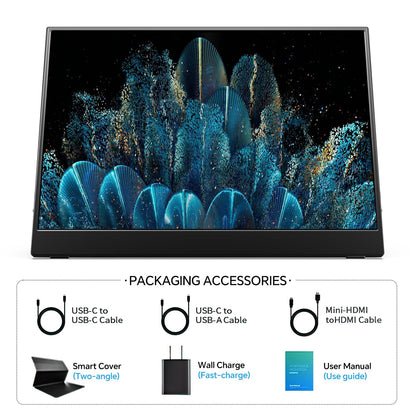 MNN 4K Portable Monitor 15.6" 3840x2160 UHD USB-C HDMI Laptop Monitor, 100% Adobe RGB IPS Computer Gaming Display HDR Travel Monitor w/Speakers & Smart Cover for Laptop Xbox PS5 Switch PC Phone