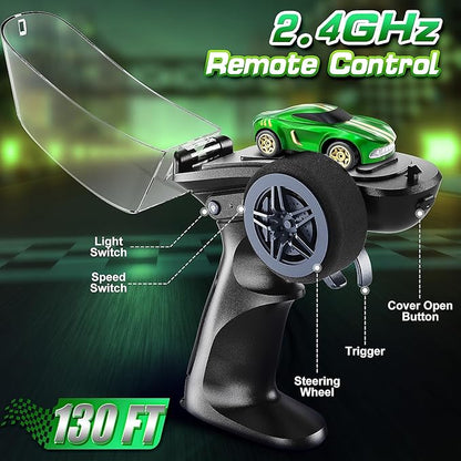 RC Drift Car 1/64 Mini Drift RC Cars 4WD Micro Remote Control Car with LED Lights and Speed Switch Cars Toys for Adults Kids Boys Age 6 7 8-12 Green