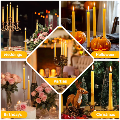 10 in Beeswax Taper Candles,18 Pack Dripless Pure Beeswax Candle Sticks,9-10 Hours Long Burning Natural Bees Wax Candles for Home,Unscented Smokeless Tapered Candlesticks for Dinner
