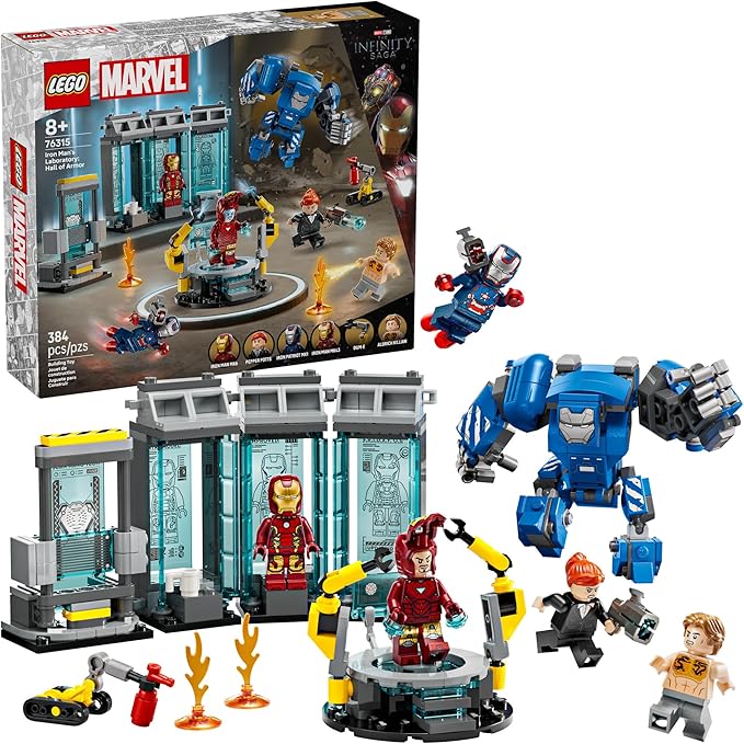 LEGO Marvel Iron Man’s Laboratory: Hall of Armor Building Toy - Marvel Superhero Toy for Kids Boys and Girls Ages 8+ - with Minifigures and a Mech - Gift Idea for Birthdays - 76315