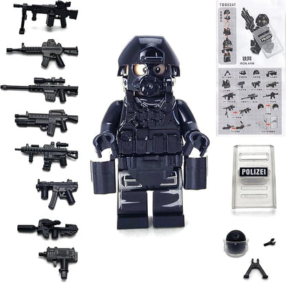 Toysvill SWAT Military Police Building Block Kit | Motorcycle &amp Soldiers Minifigures (Classic Set of 6 PCS) with Dog Modern Weapons and Accessories Gift