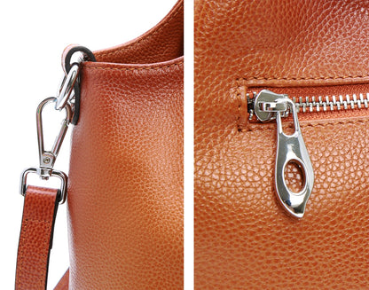 Iswee Genuine Leather Purses for Women Medium Size Satchel Handbags Crossbody Bag Shoulder Tote Bags Hobo Purses Trendy Ladies Hand Bag (Sorrel)