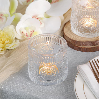 Sunnyfuture 6Pcs Large Votive Candle Holders Clear Glass Tealight Candle Holders for Wedding, Table Centerpiece, Party, Birthday, Home Decor