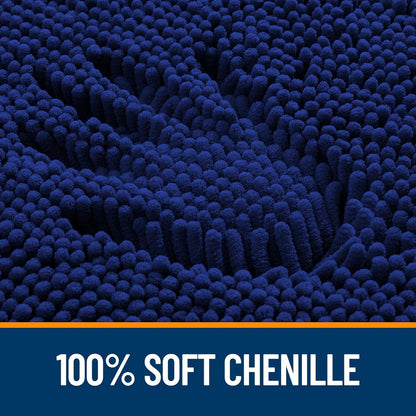 OLANLY Large Bathroom Rugs - Extra Soft Chenille Bath Mats with Rubber Backing | Quick Dry, Navy 45x27