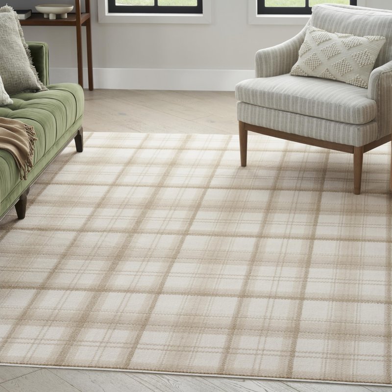 Nourison Home Grafix Ivory Beige 3'9" x 5'9" Area Rug - Easy Clean, Non Shedding, Bed Room, Living Room, Dining Room, Kitchen (4' x 6')