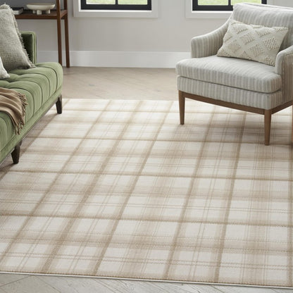 Nourison Home Grafix Ivory Beige 3'9" x 5'9" Area Rug - Easy Clean, Non Shedding, Bed Room, Living Room, Dining Room, Kitchen (4' x 6')