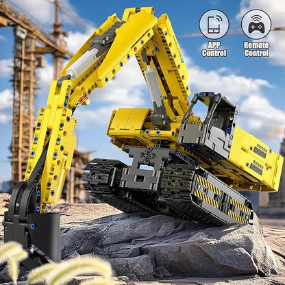 Mould King RC Excavator Building Sets 15061 Construction Engineering Model Kits with APP Remote Control Building Kits MOC Construction Vehicles Sets for Adult(1113PCS)
