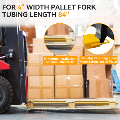 YINTATECH Pallet Forks Extensions, 84inch Length Forklift Extensions 4.5inch Width, Heavy Duty Fork Extensions for Forklifts, 1 Pair, Yellow