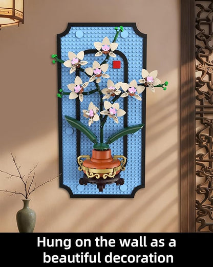 Orchid Building Set for Adults 3D Wall Art Frame Decor Botanical Collection Blocks Kit Home Office Wall Decoration Birthday for Women &amp Plant Lovers (531 PCS)