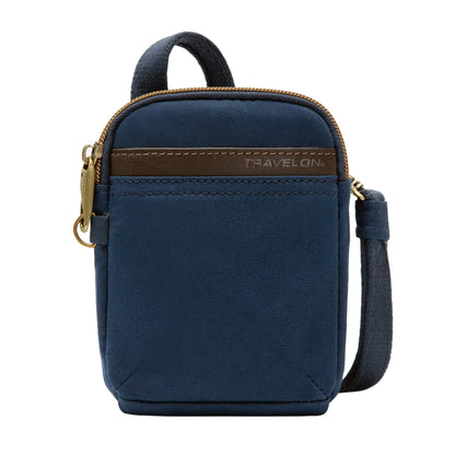 Travelon Unisex Adults Anti-theft Courier Mini Crossbody Cross Body Bag, Navy, 4.5 X 6.5 X 1.75 US