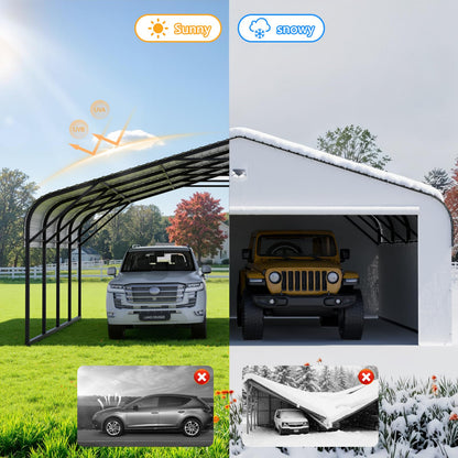 20x20 Metal Carport, Heavy Duty Car Carport Canopy, Galvanized Steel Roof Car Tent Garage, CarPorts with Removable Sidewalls