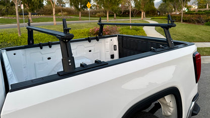 MaxxHaul Universal Aluminum Truck Ladder Lumber Pipe Contractor Rack - 500 lb Capacity 17" Mid Height with Mounting Clamps No-Drill Installation for Pickup Trucks - Crossbar Sold Separately