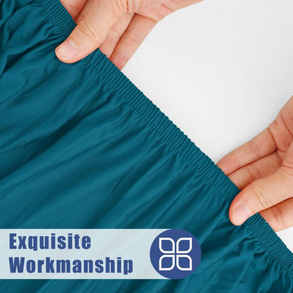 Moosfor Round Spandex Tablecloth, Elastic Fitted Waterproof Tablecloths for 45"-56" Tables, Stretch Washable Picnic Table Cover for Camping, Dining, Indoor and Outdoor,Peacock Blue