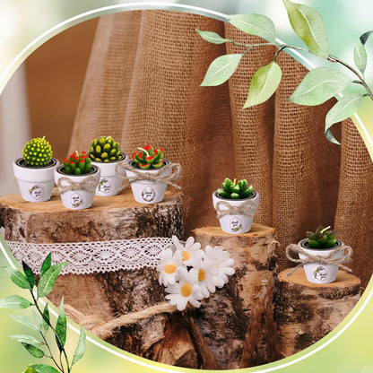 MTLEE Cactus Candle Planter, 18 Pcs Paraffin Wax Succulent Tealight Candles with Mini White Terracotta Clay Pots, for Party Favor, Fiesta, Birthday, Wedding Decor, Indoor, 1.57x1.57 inches