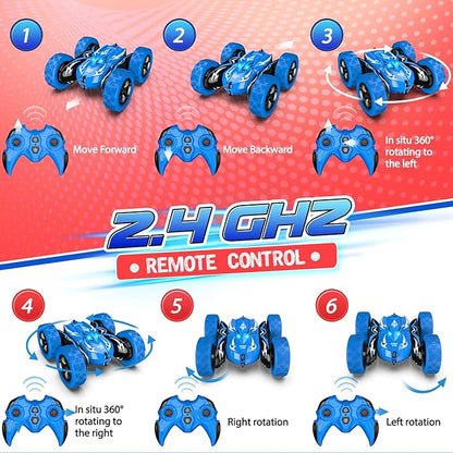 Remote Control CarRC Cars for 4 5 6 7 8 9 10 11 12 Year Old Boy Double Sided 360°Flip 4WD Rechargeable Drift RC Race Car Boys Toys Birthday Gifts Easter Basket Stuffers for Kids Age 4-12