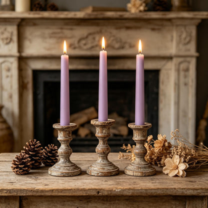 20-Pack Light Purple Taper Candles Unscented, 10 Inch Tall Dinner Table Candlestick for Wedding Centerpieces, Bulk Tapered Candles Smokeless Dripless, Lavender Decorative Candle for Home Decor