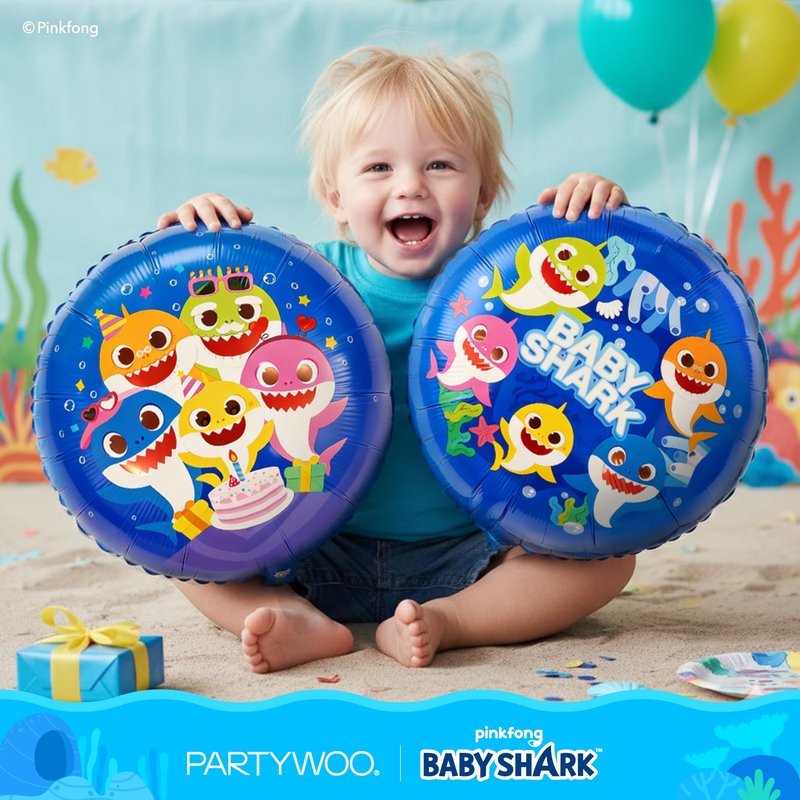 PartyWoo Baby Shark Blue Foil Number 1 Balloon 5pcs 40 18 Inch Blue Round Star Mylar Helium Birthday Balloons for Boys and Girls Baby Shark Under the Sea Ocean Kids First Birthday Party Decorations
