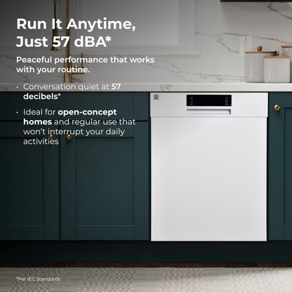Kenmore 22-14582 24" Built-In Dishwasher - UltraWash, SmartWash, Sanitize Rinse, SmartDry, and Leak Detection - 14 Place Settings - 57 DBA - ENERGY STAR Certified - 24" - White
