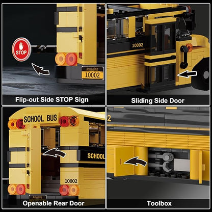 School Bus Building Block Set STEM Educational Construction Vehicle Model Compatible with Lego Yellow School Transport Bus Brick Kits Gift for Adults Teens 14+ 788 PCS