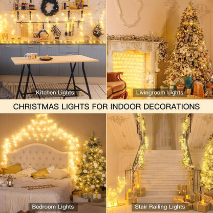 suddus Indoor String Lights with Remote, Warm White Christmas Lights Plug in with Timer, 33ft 100 LED Twinkle Fairy Lights for Bedroom Dorm Xmas Tree Wreath Wedding Garden Party Outdoor Decorations