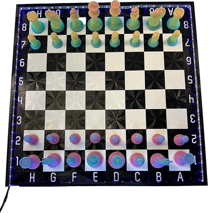 Dam Merch's LED Illuminated Glow in The Dark Chess Set - Made in USA (Regulation Dualing Rainbow)