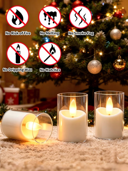 YTRUSTIX Rechargeable Flameless Tea Light Candles with Timer Remote, 1.7"x2.5" Acrylic Small Votive Electric LED Candles Battery Operated for Home Aniversary Wedding Holiday Decor (Pack of 6, White)